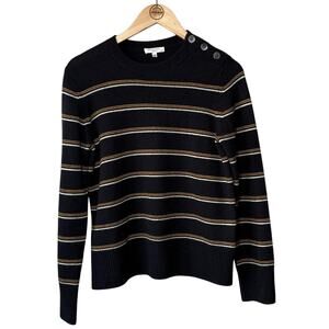 Equipment Women’s Duru Striped Wool Cashmere Navy Blue Eclipse Sweater Size M